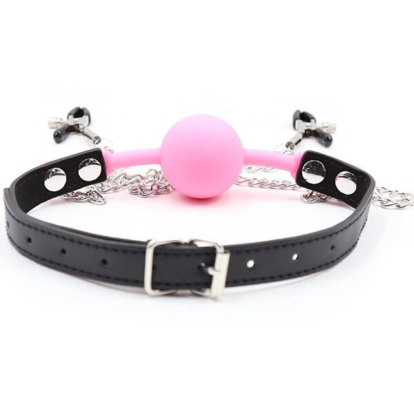Banoch siliconen Ballgag tepelklemmen roze 987101838 2