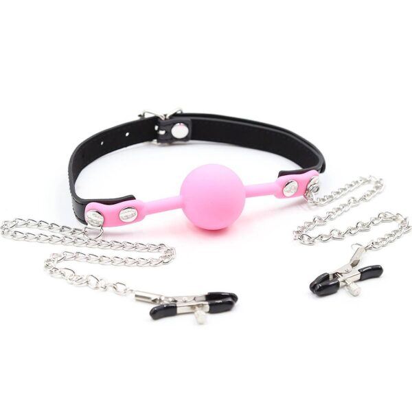 Banoch siliconen Ballgag tepelklemmen roze 987101838