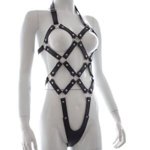 Banoch zij aanzicht Bondage riemen body Harness black2 zwart pu leer harnas vrouw bdsm 987101756