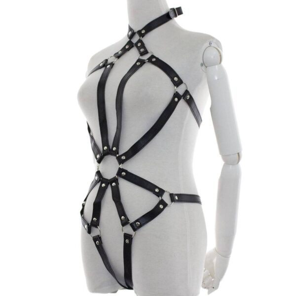 Banoch zij voorkant Bondage riemen body Harness black3 zwart pu leer harnas vrouw bdsm 987101757