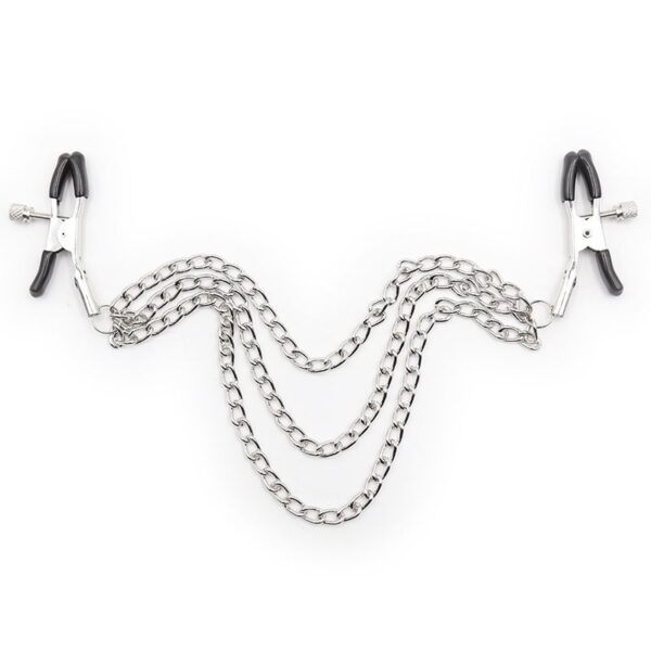 Pinch tepelklemmen Triple link silver verstelbaar met ketting bdsm 2