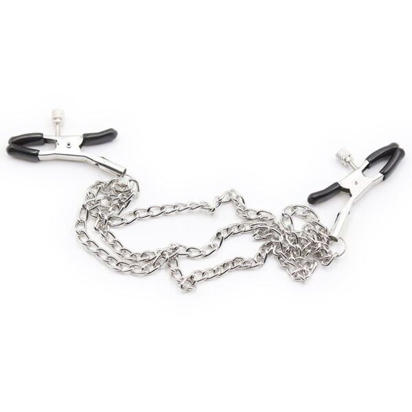 Pinch tepelklemmen Triple link silver verstelbaar met ketting bdsm 5