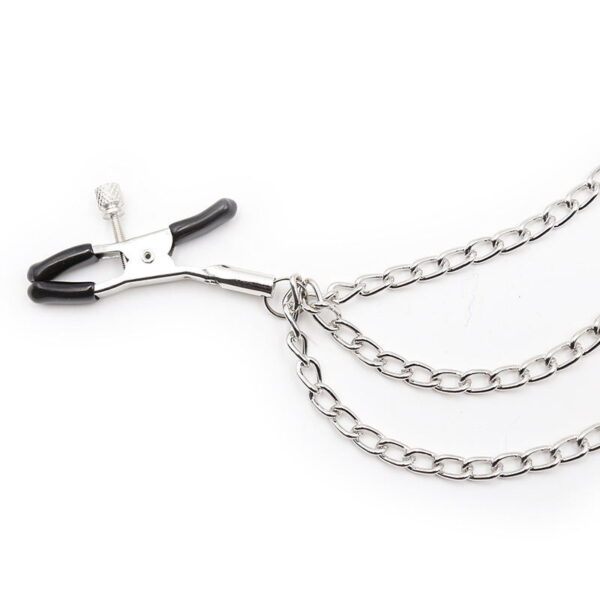 Pinch tepelklemmen Triple link silver verstelbaar met ketting bdsm 6