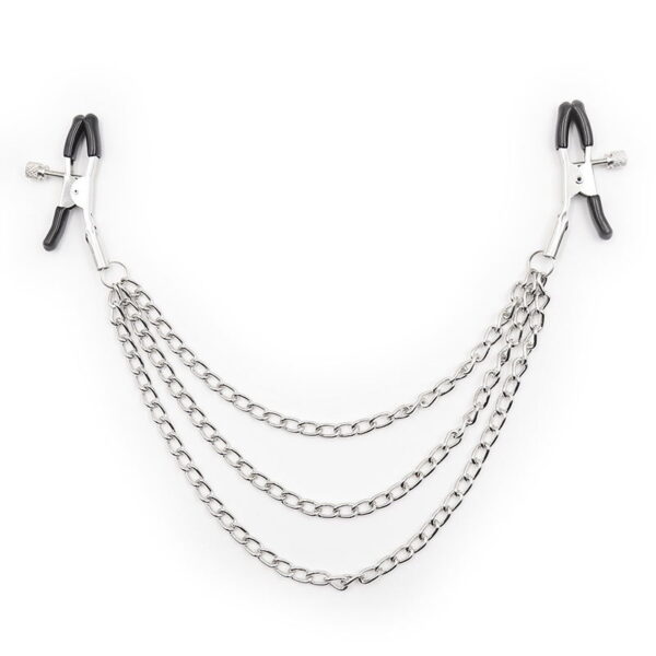 Pinch tepelklemmen Triple link silver verstelbaar met ketting bdsm