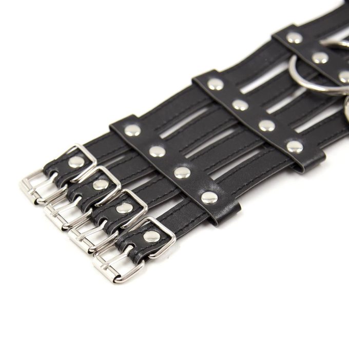 Banoch Collar Leash Flamboyante Black zwarte pu leren halsband met riem 987101784 3