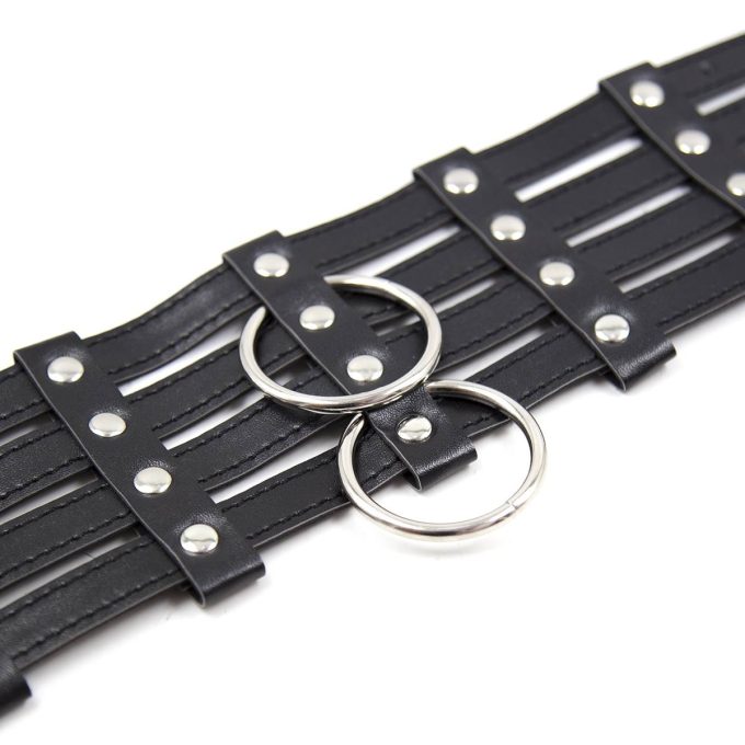 Banoch Collar Leash Flamboyante Black zwarte pu leren halsband met riem 987101784 4