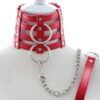 Banoch Collar Leash Flamboyante Red rode pu leren halsband met riem 987101785