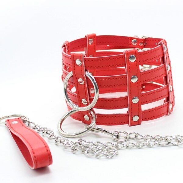 Banoch Collar Leash Flamboyante Red rode pu leren halsband met riem 987101785 2