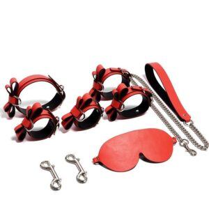Banoch Hedonistic bowtie Bondageset strik zwartrood leer 987101870 2
