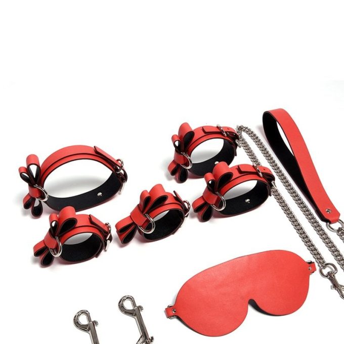 Banoch Hedonistic bowtie Bondageset strik zwartrood leer 987101870 5 Banoch Hedonistic bowtie Bondageset strik zwartrood leer 987101870 5
