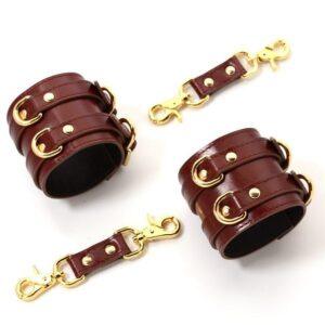 Banoch Hedonistic brede handboeien wijnrood bruin leer 987101858