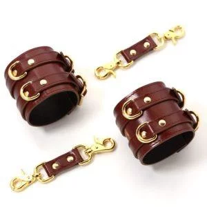 Banoch Hedonistic brede handboeien wijnrood bruin leer 987101858