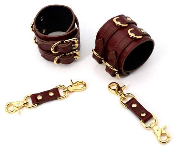 Banoch Hedonistic brede handboeien wijnrood bruin leer 987101858 4 Banoch Hedonistic brede handboeien wijnrood bruin leer 987101858 4