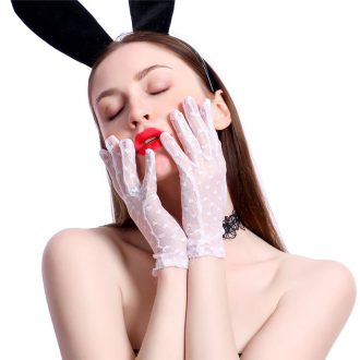Banoch motif obscur kanten handschoenen kort wit hartjes 987101873