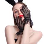 Banoch motif obscur kanten handschoenen kort zwart 987101875