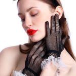 Banoch motif obscur kanten handschoenen kort zwart wit 987101871