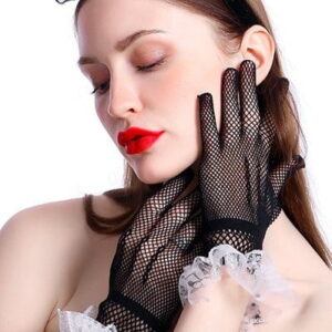 Banoch motif obscur kanten handschoenen kort zwart wit 987101871