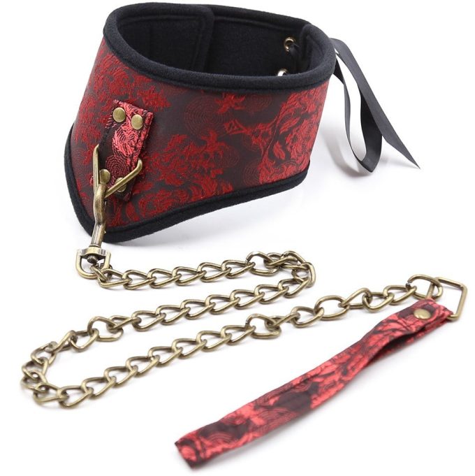 Banoch posture Collar leash Courtesan Red halsband met riem rood bdsm 987101790 12