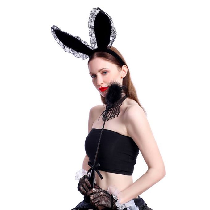 Banoch shady pleasure 2 zwart diadeem handschoenen choker en zweep 98710888 3