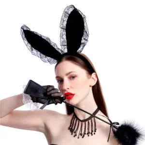 Banoch shady pleasure 2 zwart diadeem handschoenen choker en zweep 98710888