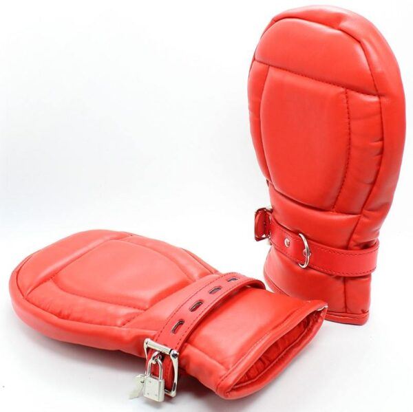 Banoch Bondage Mittens PU Leer Rood 987101745 Banoch Bondage Mittens PU Leer Rood 987101745