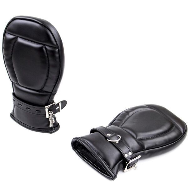 Banoch Bondage Mittens PU Leer Zwart 987101744 2 Banoch Bondage Mittens PU Leer Zwart 987101744 2