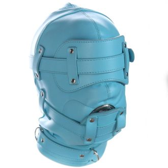 Banoch Inferno Bondage Mask blue blauw pu leren bondage masker met Gag oogbedekking 987101796 2