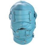 Banoch Inferno Bondage Mask blue blauw pu leren bondage masker met Gag oogbedekking 987101796 4