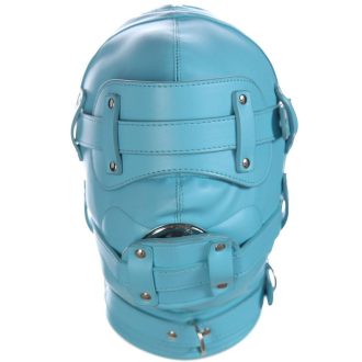 Banoch Inferno Bondage Mask blue blauw pu leren bondage masker met Gag oogbedekking 987101796 4