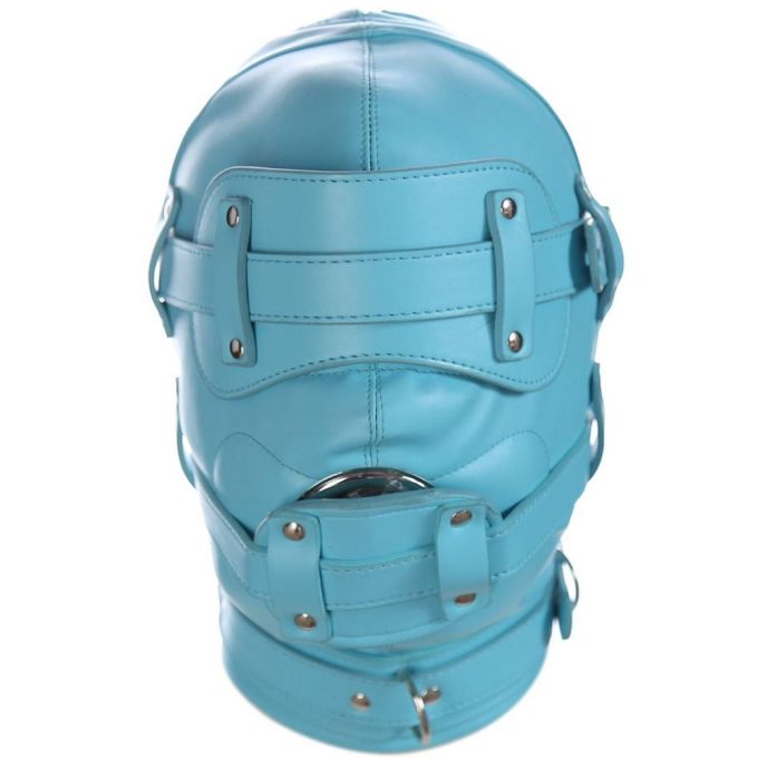 Banoch Inferno Bondage Mask blue blauw pu leren bondage masker met Gag oogbedekking 987101796 4