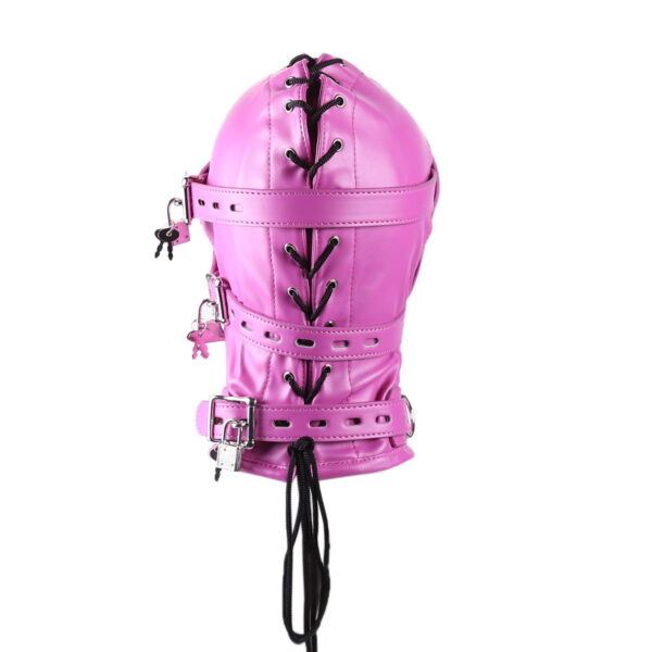 Banoch Inferno Bondage Mask pink Roze pu leren masker met Gag oogbedekking 987101795 4