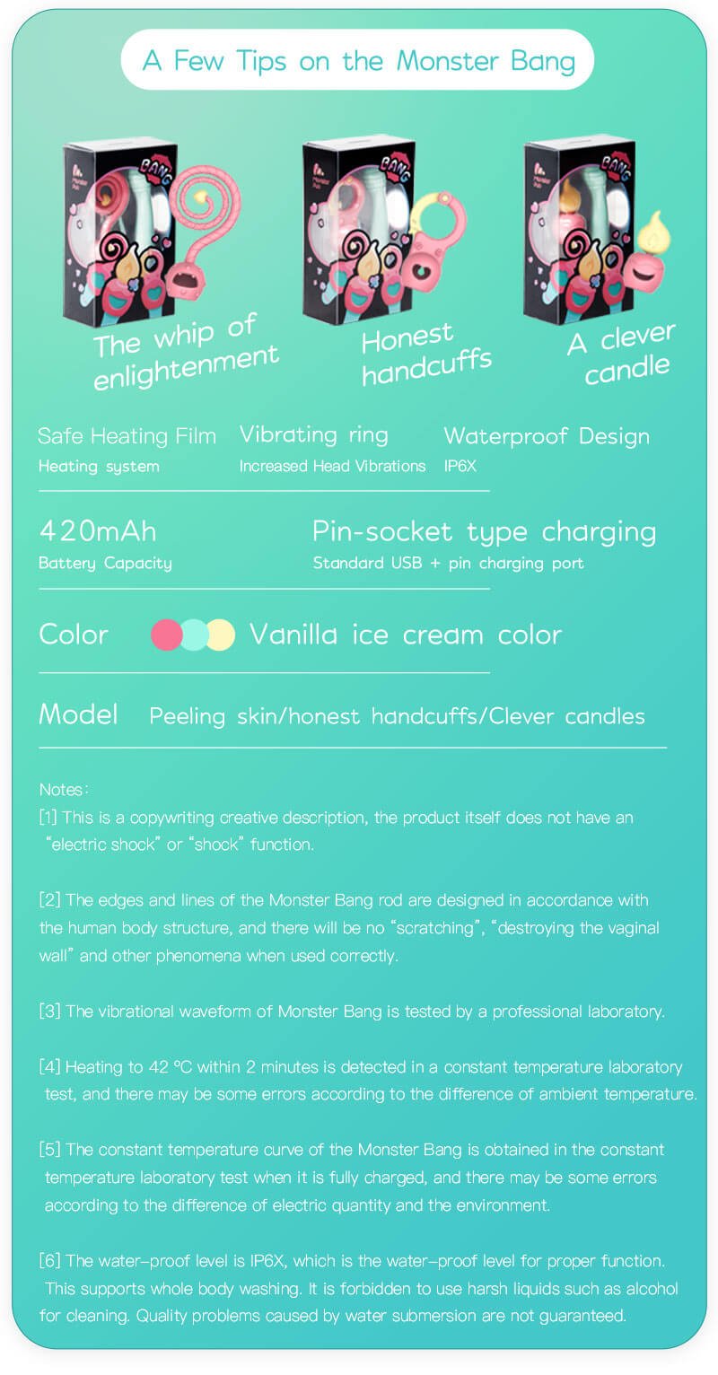 Monster Pub Monster Bang Honey Stick disclaimer kleine letters