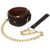 Banoch Collar leash Gold Halsband en Riem cognac bruin met goud bondage 987101702 3 scaled scaled
