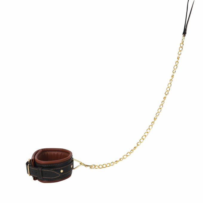 Banoch Collar leash Gold Halsband en Riem cognac bruin met goud bondage 987101702 4 scaled scaled