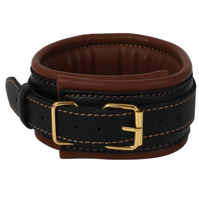Banoch Collar leash Gold Halsband en Riem cognac bruin met goud bondage 987101702 7 scaled scaled