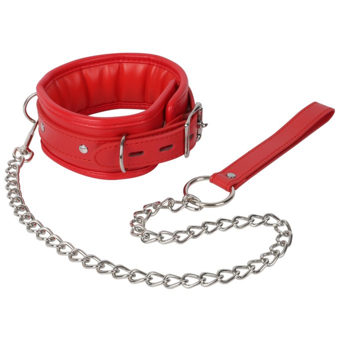 Banoch Collar leash Red Halsband en Riem Rood met zilver bdsm 987101700 10 scaled scaled