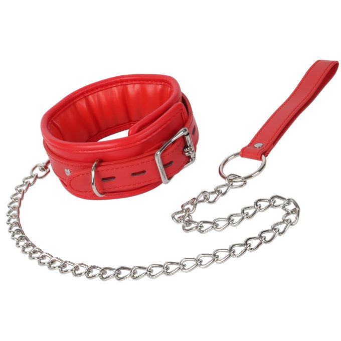 Banoch Collar leash Red Halsband en Riem Rood met zilver bdsm 987101700 4 scaled scaled