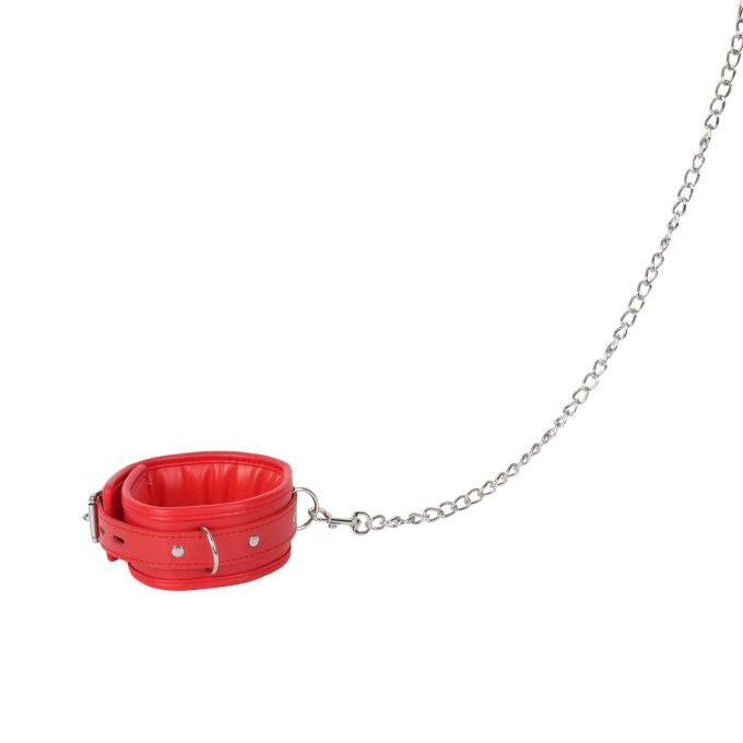 Banoch Collar leash Red Halsband en Riem Rood met zilver bdsm 987101700 5 scaled scaled