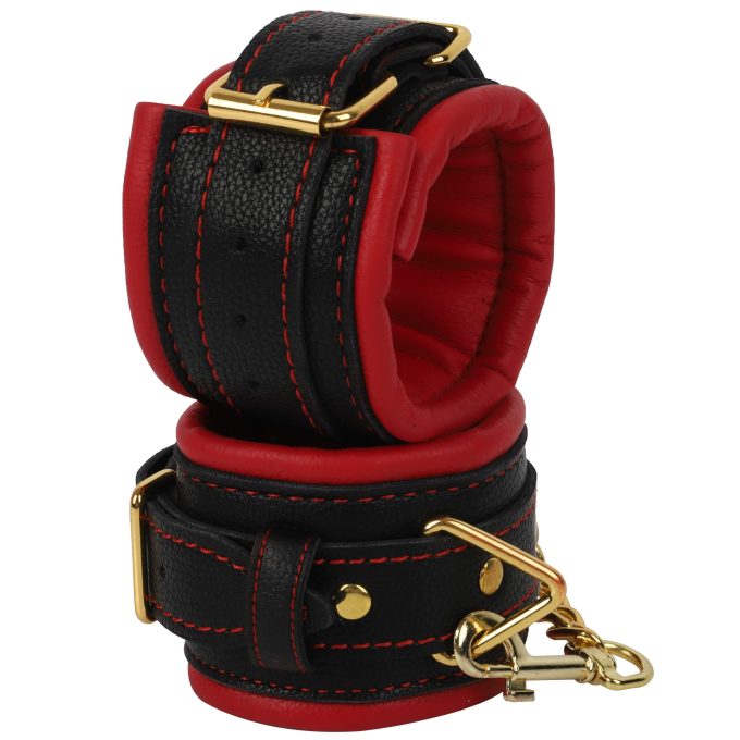 Banoch Handcuff gold rode Handboeien leer met goud bondage 987101375 22 scaled