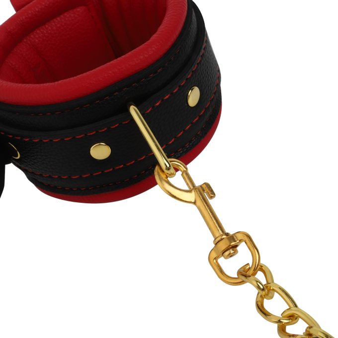 Banoch Handcuff gold rode Handboeien leer met goud bondage 987101375 27 scaled scaled