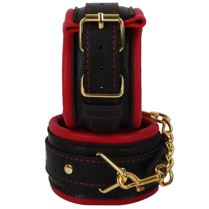 Banoch Handcuff gold rode Handboeien leer met goud bondage 987101375 28 scaled scaled