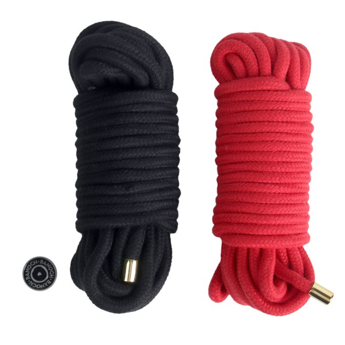 Banoch Bondagetouw extra zacht 10 meter rood & zwart in opbergtas (7)