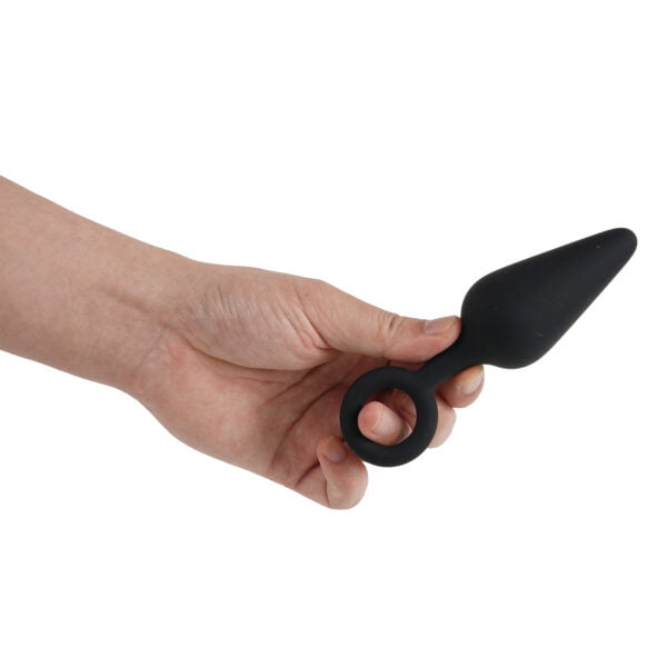 Banoch Buttplug set pull up trio ring zwart Siliconen in hand (1)