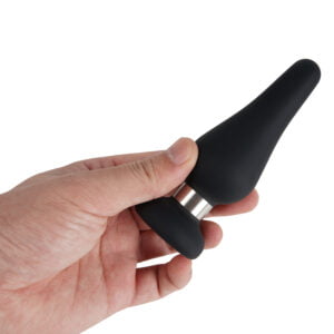 Banoch Buttplug set ring luxe Siliconen zwart 3 delig in verpakking in hand (1)