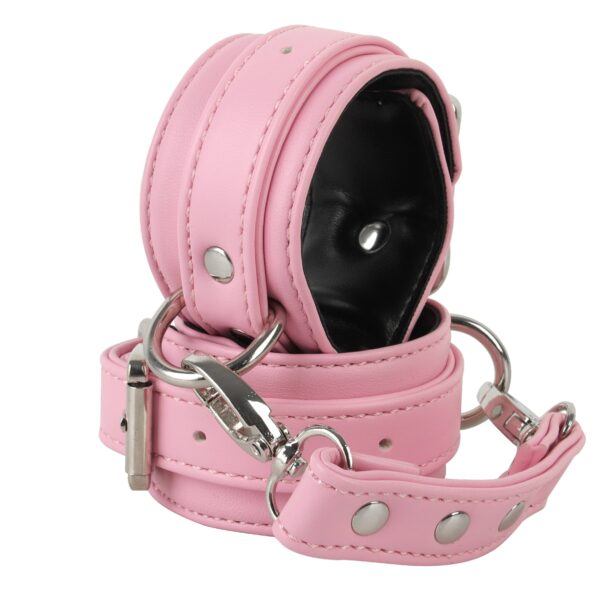 Banoch handboeien van pu leer roze zwart bondage 987102328 2 scaled scaled
