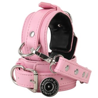 Banoch handboeien van pu leer roze zwart bondage 987102328 7 scaled scaled
