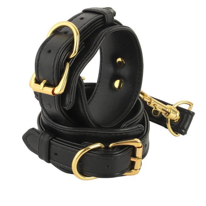 Banoch handboeien van pu leer zwart goud bondage 987102326 1 scaled scaled