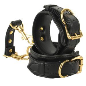 Banoch handboeien van pu leer zwart goud bondage 987102326 2 scaled scaled