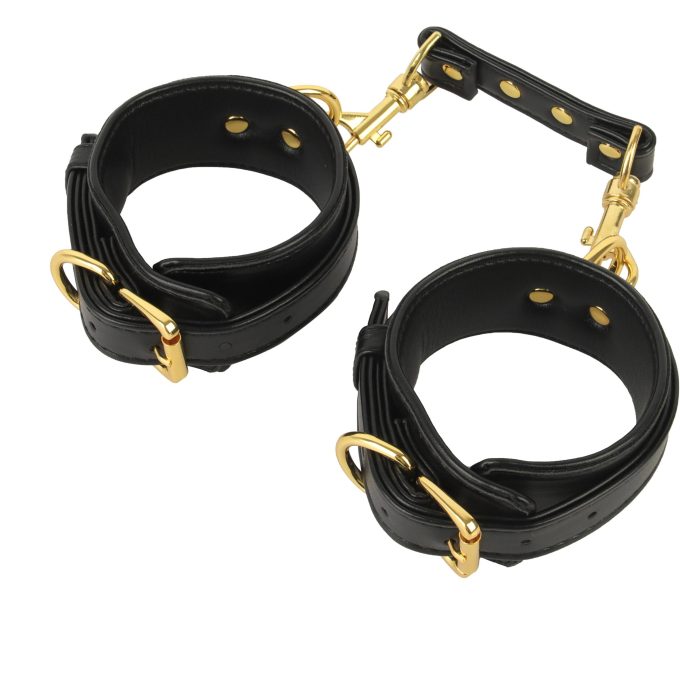 Banoch handboeien van pu leer zwart goud bondage 987102326 3 scaled scaled