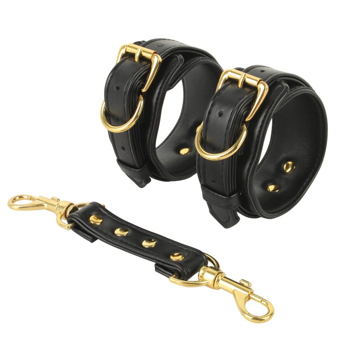 Banoch handboeien van pu leer zwart goud bondage 987102326 5 scaled scaled